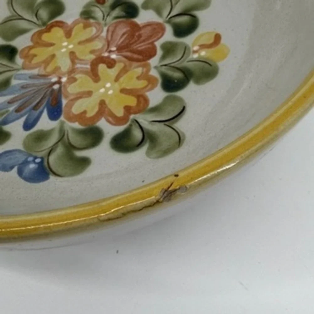 Louisville Stoneware Kentucky Hand Painted Floral Serving Bowl 10.75 Inch